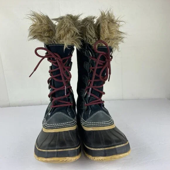 Sorel Joan Arctic Womens Sz 7 Black Suede Leather Tall Winter Snow Boots - Picture 6 of 14